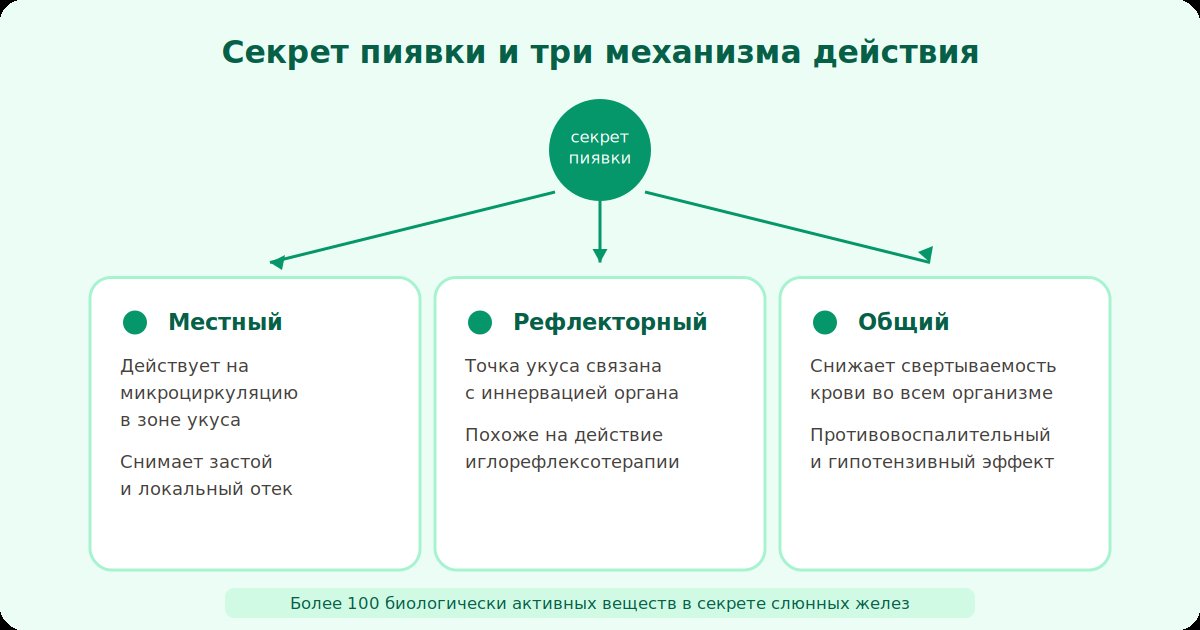 Секрет медицинской пиявки и три механизма его действия на организм
